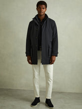 Reiss | Hybrid Removable Funnel Neck Overcoat in Navy