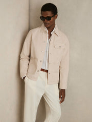 Reiss | Cotton Worker Jacket in Stone
