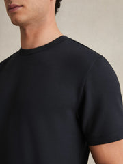 Reiss | Interlock Jersey Crew Neck T-Shirt in Navy Blue