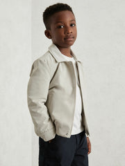 Reiss | Zip-Through Harrington Jacket in Stone