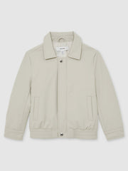 Reiss | Zip-Through Harrington Jacket in Stone
