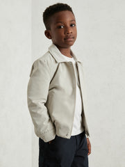 Reiss | 13-14 yrs Zip Through Harrington Jacket in Natural