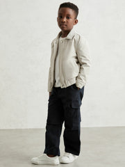 Reiss | 13-14 yrs Zip Through Harrington Jacket in Natural