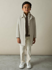 Reiss | 9-13 yrs Gabardine Coat with Removable Gilet in Stone