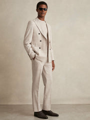 Reiss | Check Regular-Fit Suit Trousers in Stone