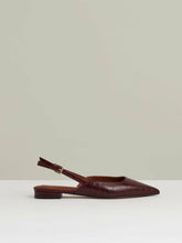 Reiss | Leather Slingback Ballerina Pumps in Oxblood
