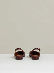 Reiss | Leather Slingback Ballerina Pumps in Oxblood