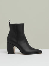 Reiss | Leather Blocked Heel Ankle Boots in Black