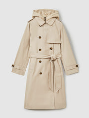Reiss | Hooded Insert Trench Coat in Stone