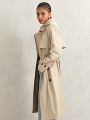 Reiss | Hooded Insert Trench Coat in Stone