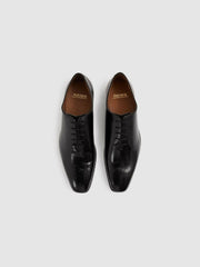 Reiss | Leather Brogue Detail Lace-Up Shoes in Black