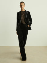 Reiss | Velvet Flared Suit Trousers in Black