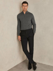 Reiss | Merino Wool Half-Zip Jumper in Derby Grey Marl