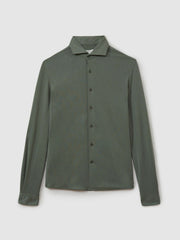 Reiss | Modal Blend Cutaway Collar Shirt in Green Smoke