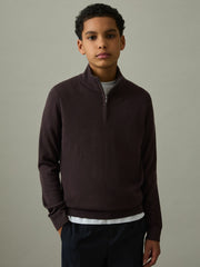 Reiss | 9-13 yrs Two Pack Of Merino Wool Zip-Neck Jumpers in Navy/Dark Bordeaux