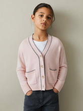 Reiss | 9-13 yrs Wool-Blend Stripe-Detail Cardigan With Cashmere in Pink