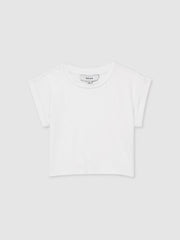 Reiss | 9-13 yrs Cotton-Jersey Cropped T-Shirt in White