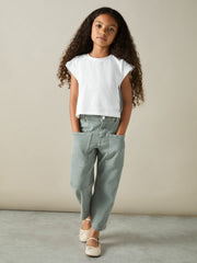 Reiss | 9-13 yrs Cotton-Jersey Cropped T-Shirt in White