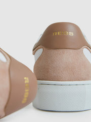 Reiss | Leather Contrast Detail Trainers in White/Nude
