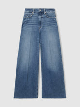 Reiss | Paige Wide Leg Raw Hem Cropped Jeans in Rock Show Blue