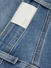Reiss | Paige Wide Leg Raw Hem Cropped Jeans in Rock Show Blue