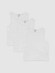 Reiss | 3-9 yrs Cotton Stretch Ribbed Vest 3 Pack in White