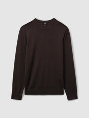 Reiss | Merino Wool Crew Neck Jumper in Dark Bordeaux