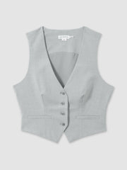 Reiss | Good American Sharkskin Suit Waistcoat in Heather Grey
