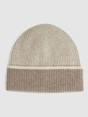 Reiss | Wool Blend Tipped Beanie in Taupe