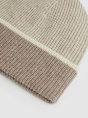 Reiss | Wool Blend Tipped Beanie in Taupe