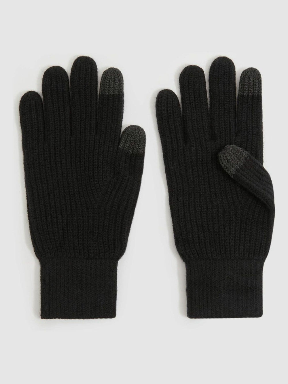 Reiss | Ribbed-Merino Touchscreen Gloves in Black