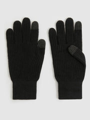 Reiss | Ribbed-Merino Touchscreen Gloves in Black