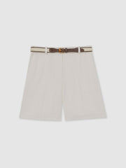 Reiss | Petite Linen-Blend Bermuda Shorts in White