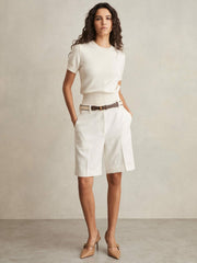 Reiss | Linen-Blend Bermuda Shorts in White