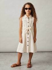 Reiss | 4-9 yrs Tie-Waist Collared Dress in Ivory