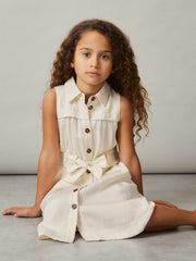 Reiss | 9-13 yrs Tie-Waist Collared Dress in Ivory