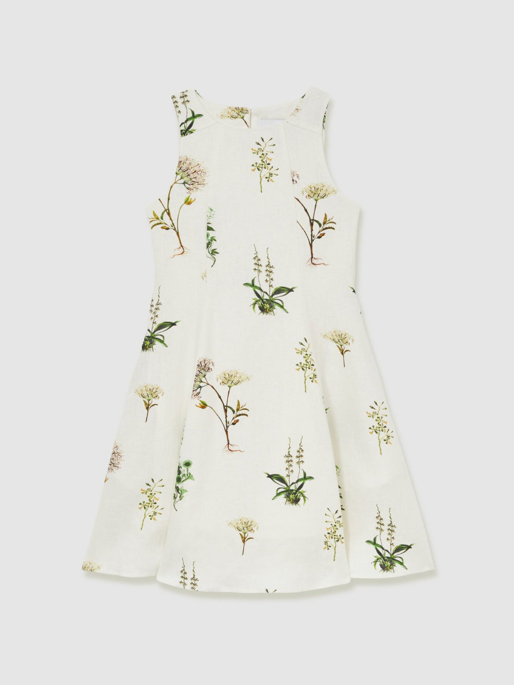 Reiss | 13-14 yrs | NYBG Linen Floral Flared Dress in Ivory