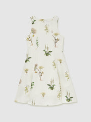 Reiss | 13-14 yrs | NYBG Linen Floral Flared Dress in Ivory