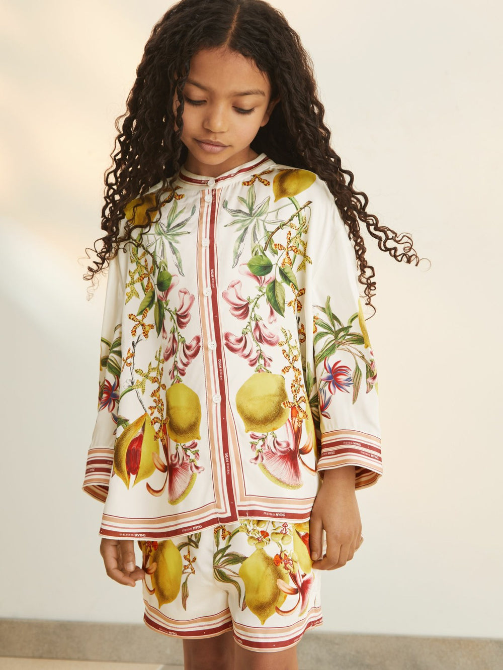Reiss | 4-9 yrs | NYBG Satin Floral-Print Shirt in Ivory