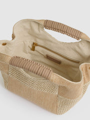 Reiss | Raffia Patchwork Clutch Bag in Natural