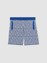 Reiss | Tile Pattern Knit Shorts in Blue/White