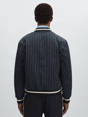Reiss | Les Deux Technical Varsity Jacket in Navy Stripe