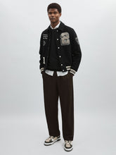 Reiss | Les Deux Wool-Blend Varsity Jacket in Black