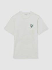 Reiss | Les Deux 100% Cotton Café Print T-Shirt in Ivory Print