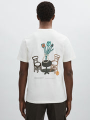 Reiss | Les Deux 100% Cotton Café Print T-Shirt in Ivory Print