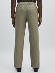 Reiss | Les Deux Drawstring Trousers in Green/Ivory