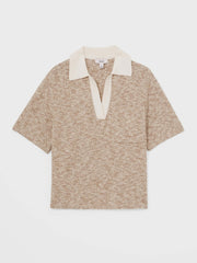 Reiss | Cotton-Blend Knit Polo Shirt in Neutral