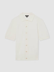 Reiss | Textured Knit Button-Through Shirt in White