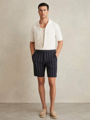 Reiss | Textured Knit Button-Through Shirt in White