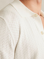 Reiss | Textured Knit Button-Through Shirt in White